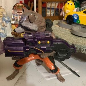 Guardians Of The Galaxy Raccoon Figure with Purple and Orange Accents
